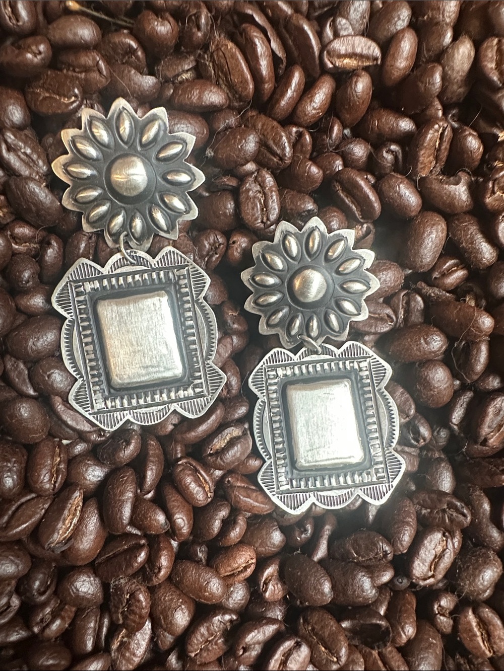 Navajo Leander Tahe Sterling Silver Earrings - Picture 3 of 4